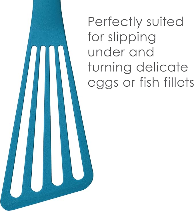 Rachael Ray KitchenTools and Gadgets Nylon Cooking Utensils / Spatula / Fish Turners - 2 Piece, Light Blue