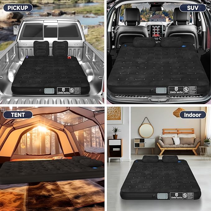 Umbrauto Air Mattress for 5.5-6.5 ft Short Bed Full-Size Trucks, Pickup Truck Airbed Mattress with Cordless Rechargeable Pump for Outdoor Travel