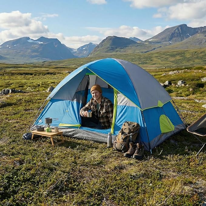 OLIXIS Camping Tent 2/4 Person, Waterproof Windproof Dome Tent with Multi-Directional Ventilation, Quick 5 Min Setup for Family Outdoor, Backpacking, Hiking