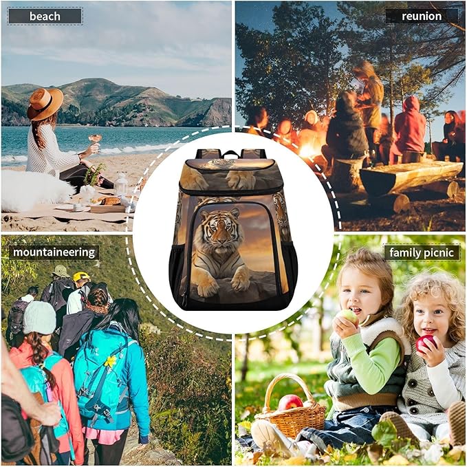 YETTASBIN Leakproof 36 Cans Cooler Backpack for Men Women - Tiger Insulated Backpack Cooler Large Capacity Waterproof Lunch Bag for Hiking, Camping, Beach, Fishing, Work