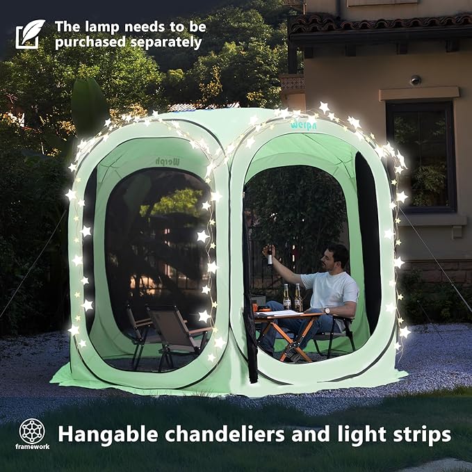 Pop Up Tent,Portable Canopy Tent with Mesh Mosquito Net, Screen House Room Canopy Shade Screen 6 x 6 FT with Carry Bag for Patio, Backyard, Sports & Outdoors Activities, Green