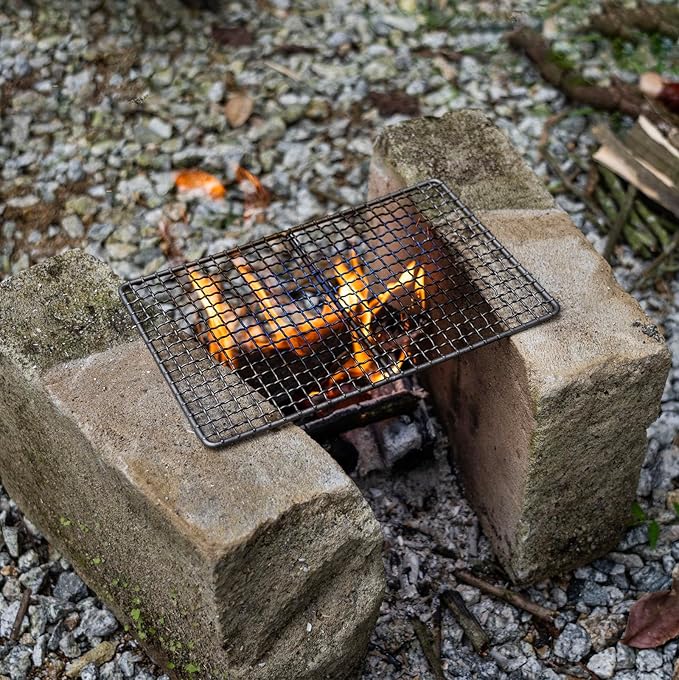 Boundless Voyage Mini Size Durable Titanium Charcoal BBQ Grill Plate Include a Carry Bag for Outdoor Camping Beach