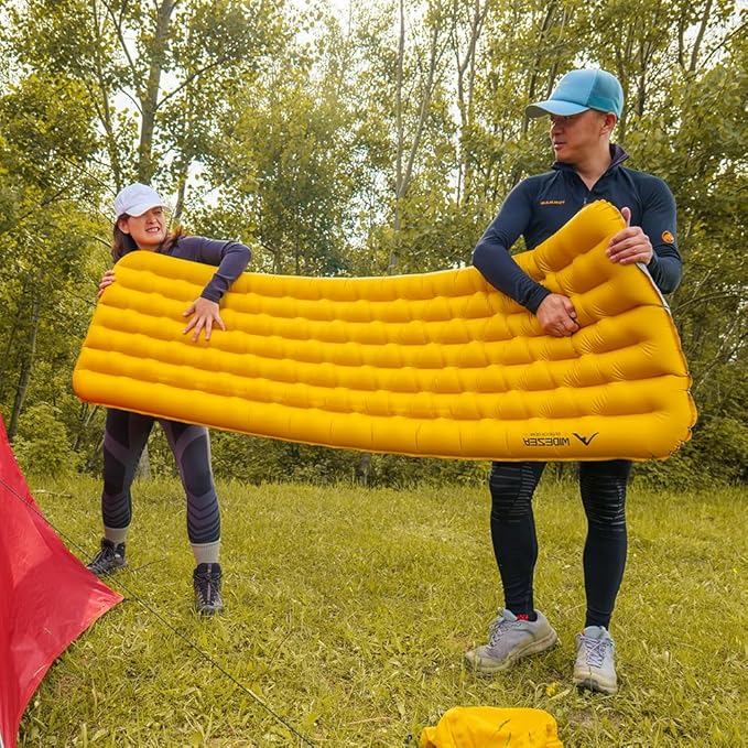 widesea Sleeping Pad R-Value 7.6 for Cold Weather Camping - Ultra Lightweight 777g, 199x58x9cm, Compact 26.5x17cm, Double Valve