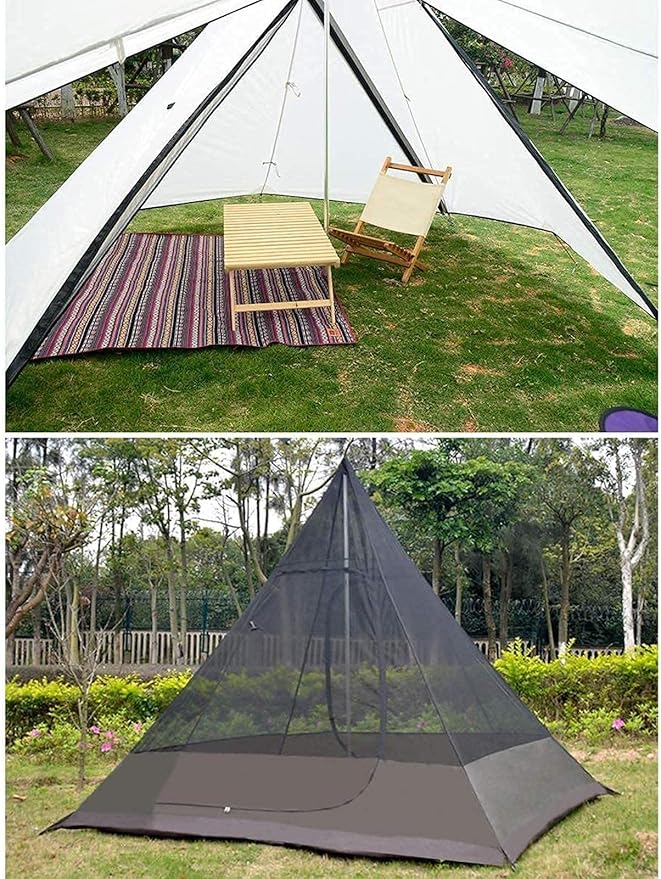 Camping Teepee Tent Yurt Tent with Screen 4 Season Double Layers Waterproof Anti-Windproof Tents for Outdoor Camping Hiking 3-4 Person