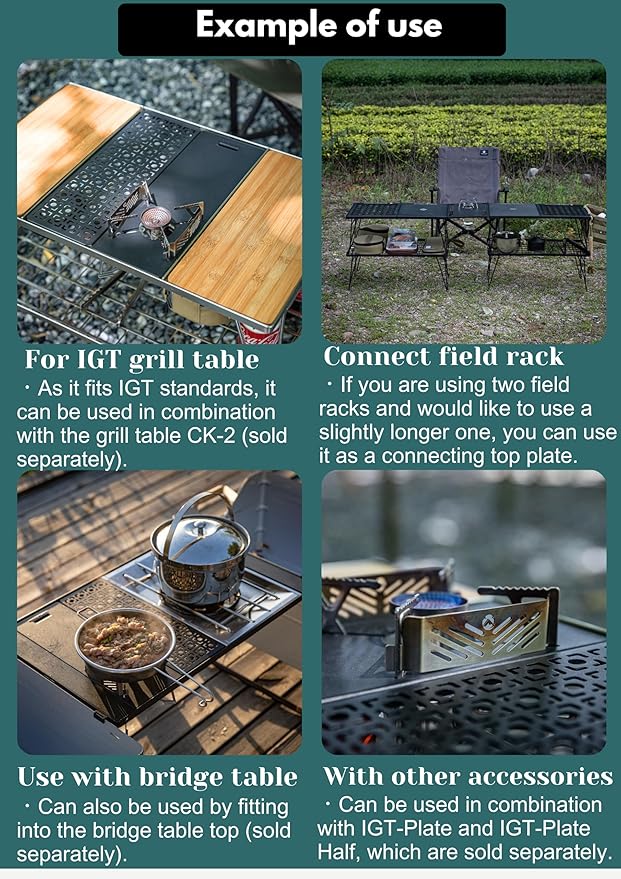 camping moon IGT Top Board Bridge Table Laser Top Board Half 2pcs Black CK-12F-2P