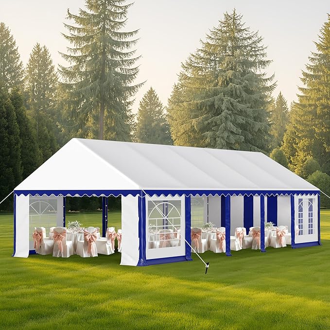 MFSTUDIO 16'x32' Party Tent, Outdoor Heavy Duty Party Tents with Removable Sidewalls, Large Canopy Tent Shelter for Outdoor Events Wedding Birthday, Blue