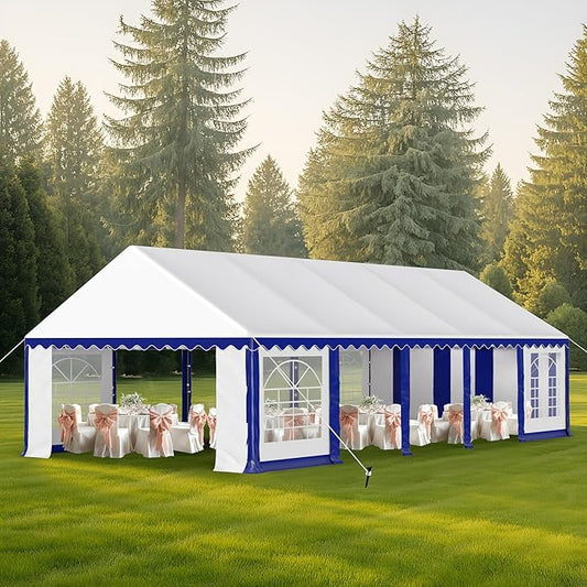 MFSTUDIO 16'x32' Party Tent, Outdoor Heavy Duty Party Tents with Removable Sidewalls, Large Canopy Tent Shelter for Outdoor Events Wedding Birthday, Blue