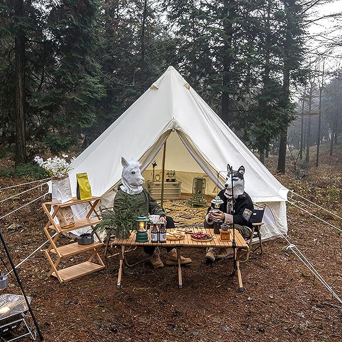 Cotton Canvas Luxury Camping Tent,Heavy Duty yurt Tent 2/4/6/8 People,Bell Tent with Stove Jack,Pyramid Tent Festivals Human Habitation