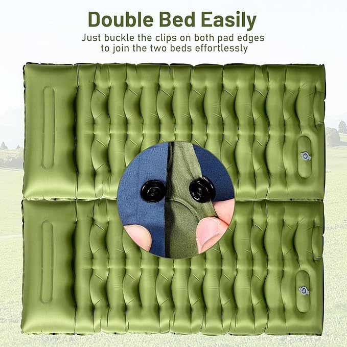 KASBAH Camping Sleeping Pad,6 inch Thick Inflatable Camping Mattress with Built-in Foot Pump and Pillow,Ultralight Sleeping Mat Backpacking Gear for Outdoor Hiking,Camping, Traveling and Tent