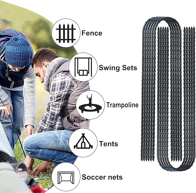 Trampolines Wind Stakes 24 Pack, 12 Inch Heavy Duty U Shaped Rebar Stake Ground Anchors Galvanized Steel Safety Trampoline Anchors for Garden Decoration, Camping Tents, Soccer Goals, etc
