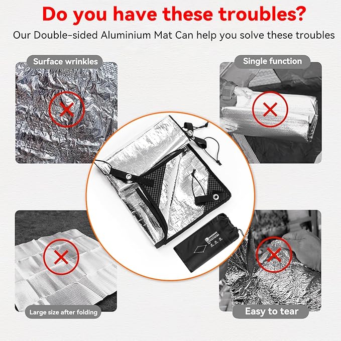 HIKEMAN Tent Footprint Waterproof Camping Tarp Strong and Durable Aluminum Tent Floor Ground Sheet Mat Tent Footprint Mat for Hiking, Camping, Backpacking, Hammock, Picnic (125 * 200cm)