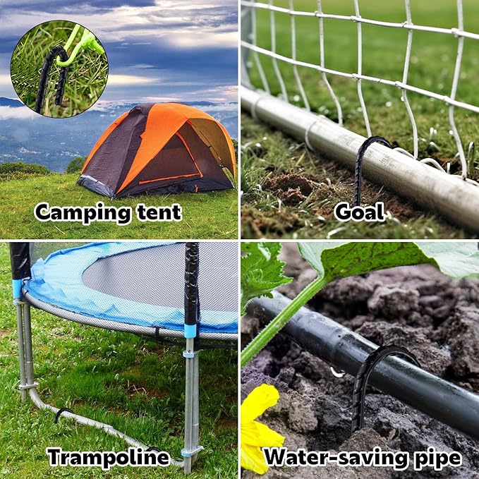 12 Inch J-Hook Rebar Stakes, HeavyDuty Anti-Rust Ground Anchors for Chainlink Fence, Garden Dog Fence, Sports nets, Camping Tent, Etc (40 Pack)