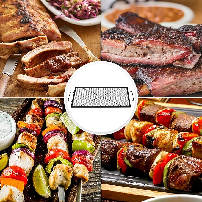 Onlyfire X-Marks Fire Pit Cooking Grate, Portable Rectangle Campfire Grill Grate with Handles, Heavy Duty Steel Campfire BBQ Grill for Outdoor, 36-Inch