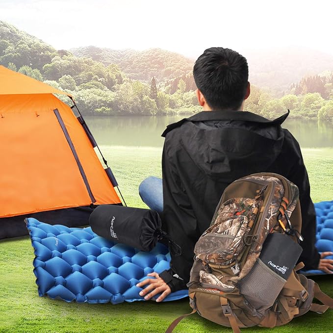 AceCamp 2 in 1 Sleeping Pad,Ultralight Camping Sleeping Pad Inflatable Camp Pad with Travel Pillow for Backpacking and Hiking