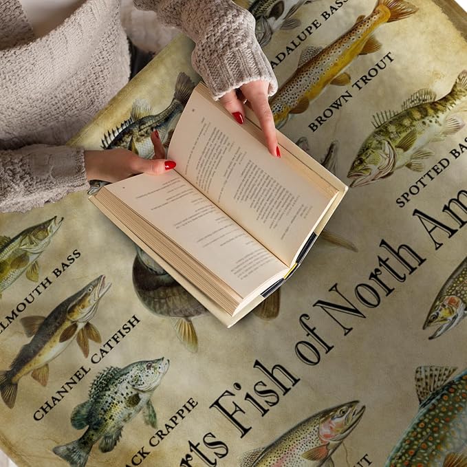 Fishing Gifts for Men Women, Fish Decor Blanket, Fishing Accessories Soft Throw Blanket for Couch Sofa Bed 60" X 50"