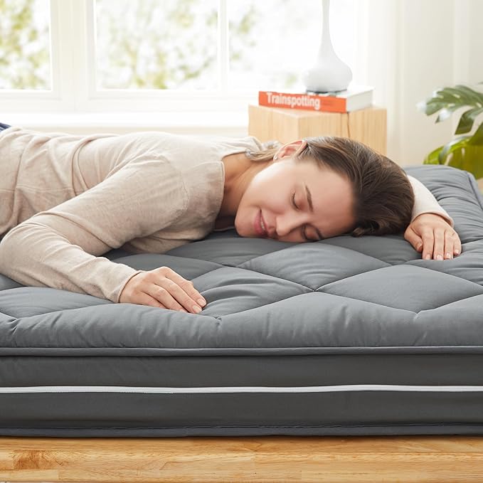 4Inch Small Single Floor Mattress,3-Layer Structure Cot Mattress Topper,Gel Memory Foam,Removable Thickened Cover,Portable Roll Up Sleep Pad(72X24X4“)