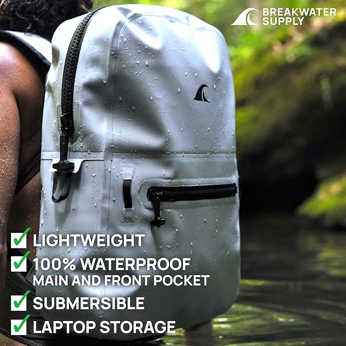 Breakwater Supply™ Fogland Waterproof IP68 Submersible Backpack with Airtight Zippers | Laptop Travel Outdoors | 25L 20L 15L | 100% Waterproof, Submersible, Airtight Zippers, Travel Outdoors
