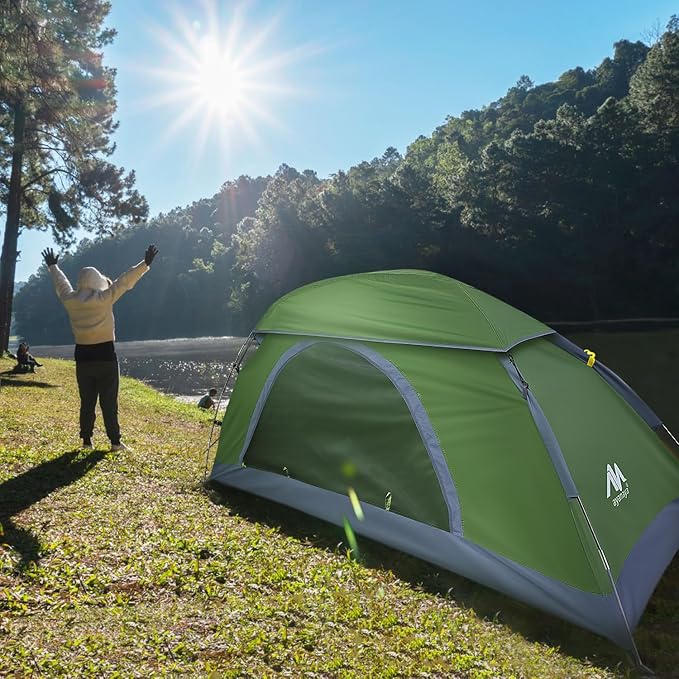 AYAMAYA 1 Person Tent for Backpacking - Lightweight Single Person Hiking Tent with Skylight & Waterproof Rainfly & Ground Vents, Easy Setup One Man Small Tent for Camping Backpacking Hiking