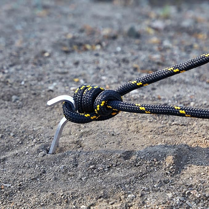 Diamond Braided Rope - 1/2 in x 100 ft, Black & Yellow - Polyester Heavy Duty Rope for Camping, Outdoor Gear & Emergency Tent Setup