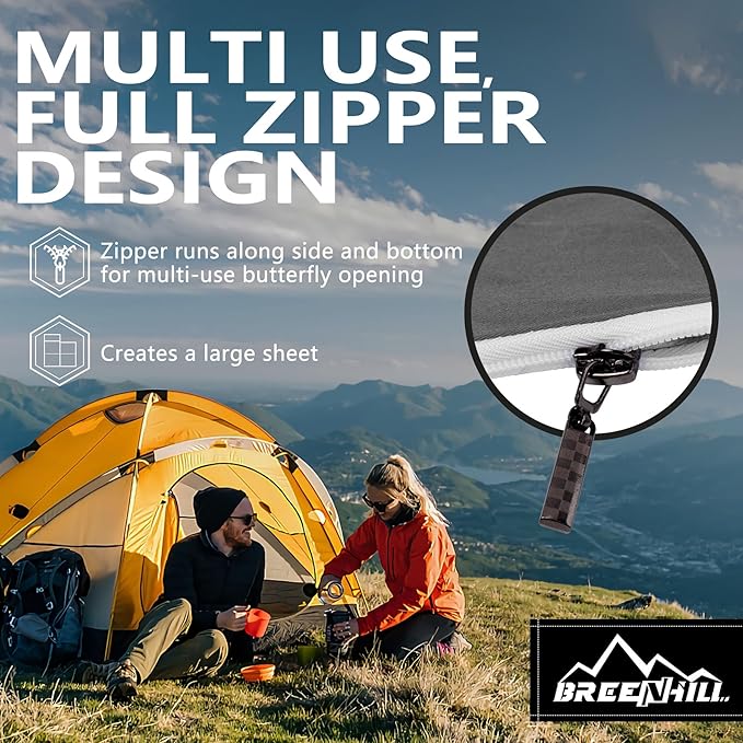 Sleeping Bag Liner,Long Staple Cotton, Adult Sleep Sack & Travel Sheets,Travel Sleep Sack for Backpacking, Hotels & Hostels Lightweight Travel Sheet Camping Sheets,Has Full Length Zipper