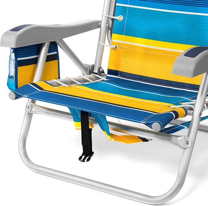 Homevative Backpack Fold-Up Beach Chair, 5 Positions, Towel bar, Cooler, Storage Pouch, Cup Holder and Phone Pocket