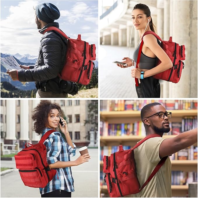 9L Mini Tactical Backpack for Men Women,Small Military Tactical Backpack for Sport,Gym,Hiking,Travel,Camping(Red)