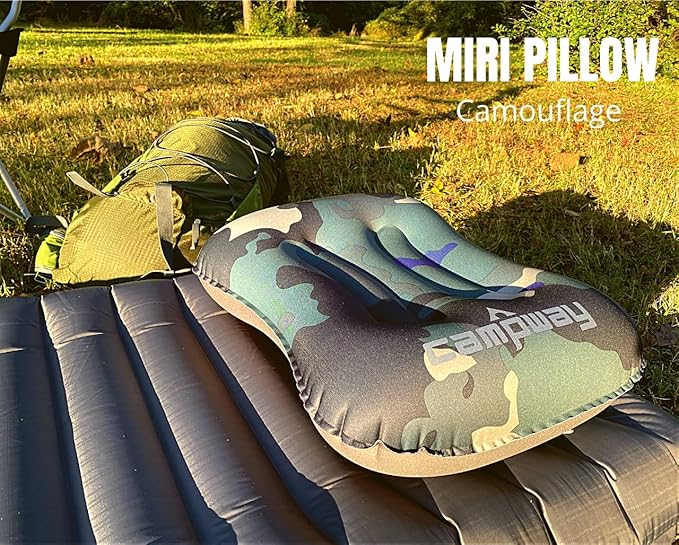 Inflatable Camping and Travel Pillows With Travel Bag, Water-resistant-Compressible Air Pillow for Neck and Back Support-Packable Pillow for Camping-Hiking and Backpacking-Pack of 1-Camouflage
