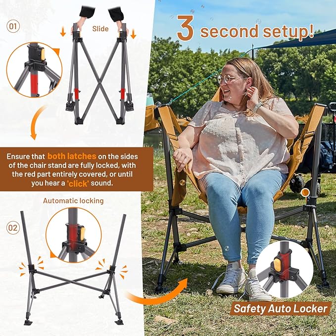 TIMBER RIDGE Hammock Camping Chair, Oversized Swinging Chair with Adjustable Back and Seat Height, Portable Folding Rocking Camping Chair for Outdoor Lawn, Backyard and Patio, Supports 400lbs