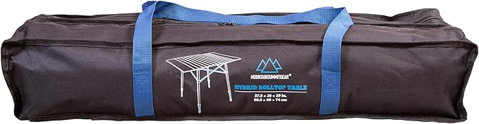 MOUNTAIN SUMMIT GEAR Bamboo/Aluminum Roll-Top Camping Table - Hybrid and Portable Aluminum-Top/Bamboo Folding Table with Adjustable Height Steel Frame by Caddis Sports