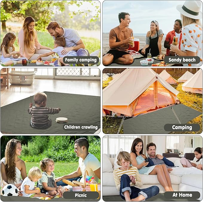 Waterproof Picnic Blanket 80 * 80 in Portable with Carry Strap for Beach Mat or Family Outdoor Camping Party, Park Blanket for Grass Park, Hiking, Travel