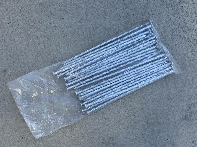 Sandbaggy Spiral Landscape Timber Spikes - Hot Dipped Galvanized Steel Nails - Landscaping Stakes, Artificial Turf Pins (12 inch - 1 Gauge Steel, 100, Count)