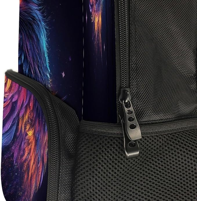 Polyester Daypack Bookbag for Gym Business Bicycle, Large Capacity Multipurpose Anti-Theft Carry On Bag, Colorful Space Eagle Art Travel Hiking Daypack