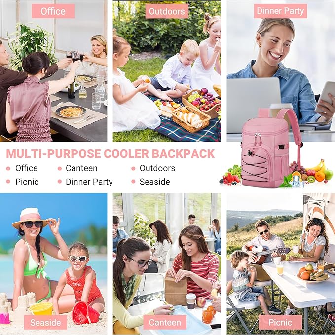 Cooler Backpack, Lightweight and Soft Backpack Cooler for Men Women, Insulated Lunch Bag for Camping Traveling Hiking