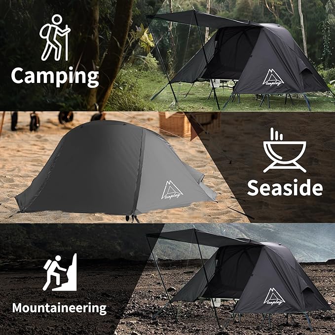 TENPLAY Cot Tent,Camping Tent,Backpacking Tent,3 Way Tent,Solo Tent,1 Person,Quick Setup,70D Nylon,pu5000mm,UV Cut,7001 Aluminium,Ultralight,Compact,Outerdoor,Hiking,Travel,Mountaineering