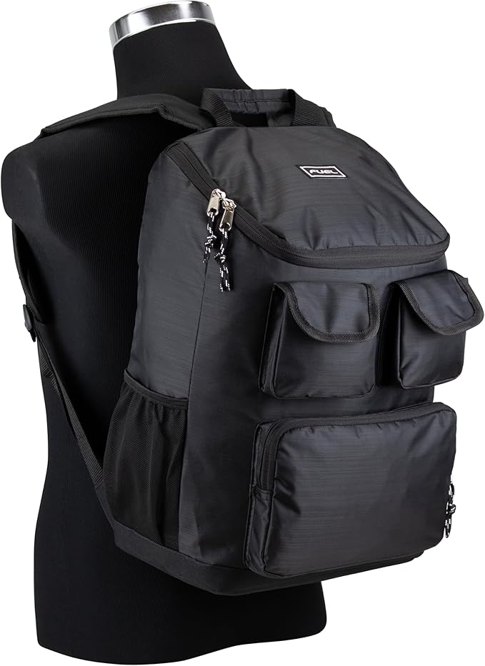 FUEL Storm Multi-Pocket Cargo Backpack with High Capacity Top-Loader Entry - Black