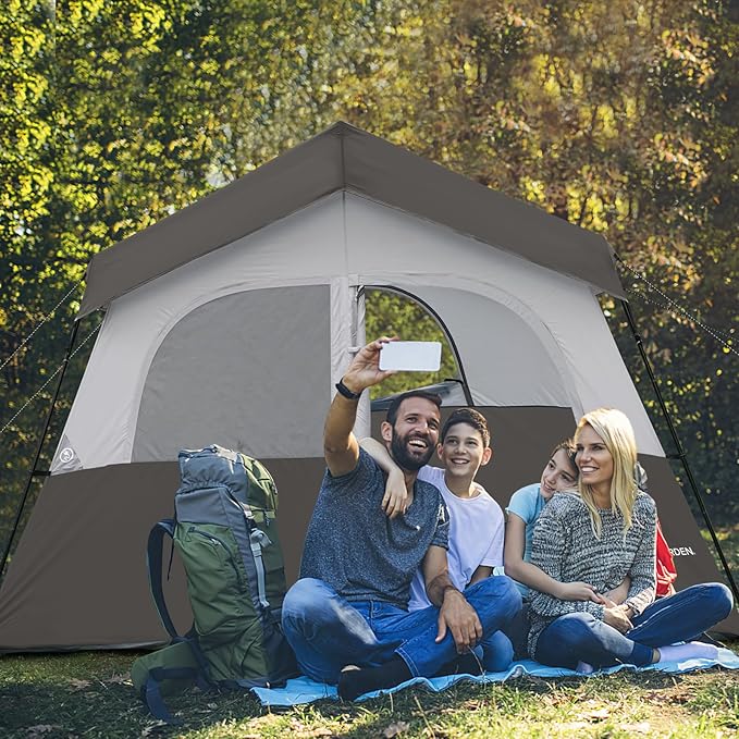HIKERGARDEN 6-8 Person Camping Tent - Portable Family Cabin Tent for Camp, Windproof Fabric Camp Tent Outdoor for Hiking, Backpacking, Traveling