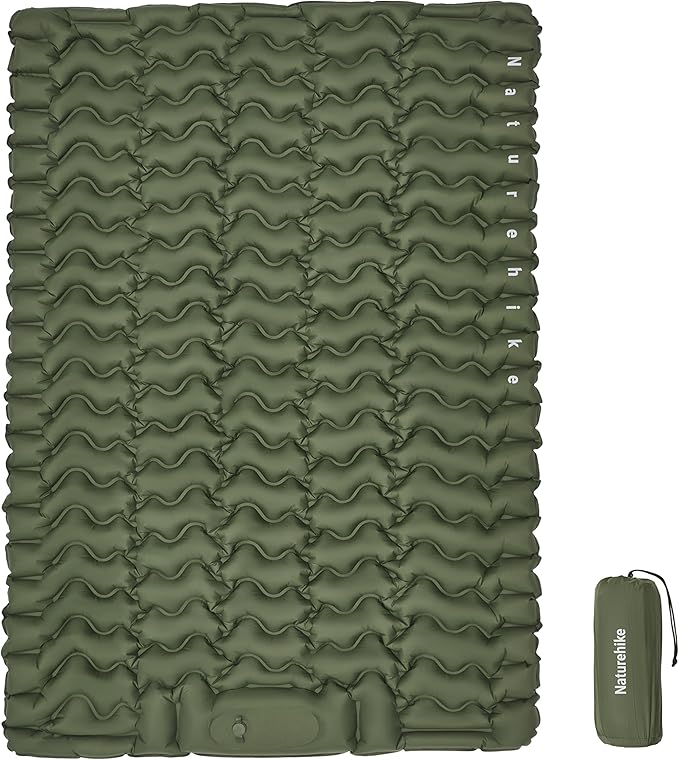 Naturehike Double Camping Sleeping Pad, Ultralight Inflatable Sleeping Mat with Pillow Built-in Pump, 2.6 Inch Lightweight Air Mattress for Backpacking, Hiking, Traveling