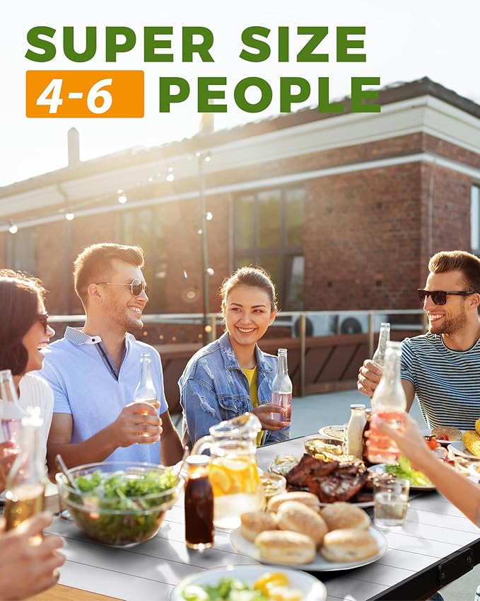 KingCamp Folding Camping Table, Aluminum Roll-Up Camp Table, Large Foldable Table for 2-4 Person, Outdoor Portable Tables with Carry Bag, 120 LBS Heavy Duty Load (Bamboo:40.16“x27.5”,2-4 People)