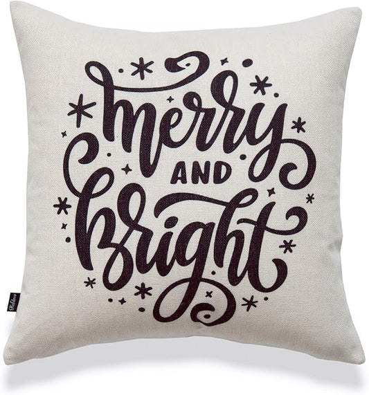 Holiday Pillow Cover, Merry and Bright, 18" x18"