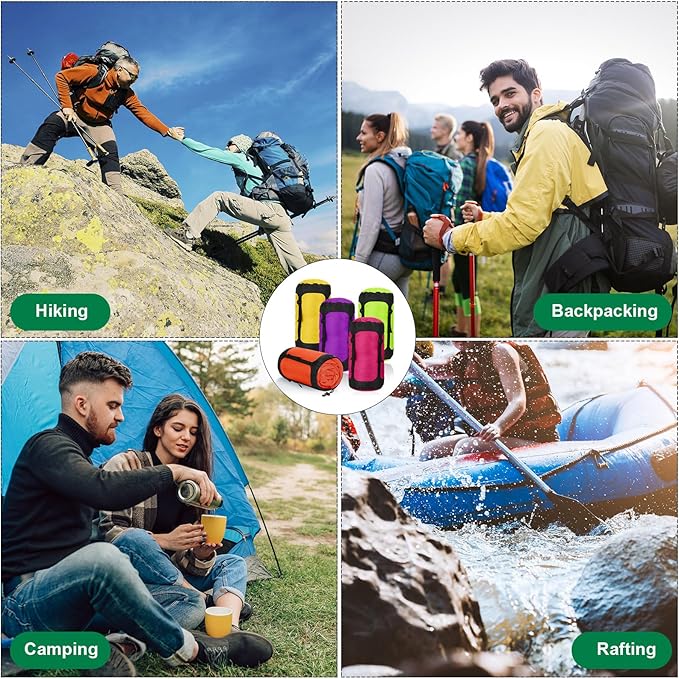 5 Pcs Compression Sacks for Backpacking 20L Camping Sleeping Bag Stuff Sacks for Backpacking Water Resistant Sleeping Bag Storage Sack for Space Saving Hiking Gear