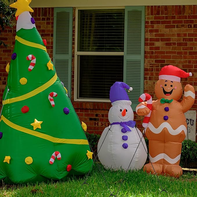 LEIFIDE 30 Pcs Christmas Inflatable Stakes Set, 6 Inch Garden Rebar Stakes Heavy Duty, 10 Ropes and 10 Hooks, Ground Anchors Black Chain Link Fence Stake for Camping Tents Outdoor Garden(J Hook)