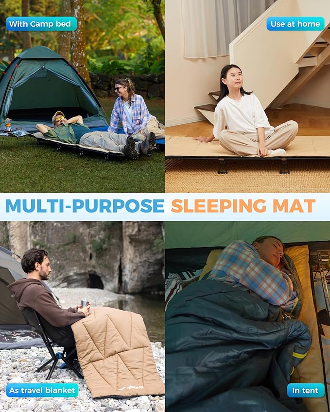 KingCamp Cot Mattress Pad, Portable Lightweight Cot Mattress, Non-Slip Camping Mat Soft Comfortable Non-Slip Cot Pad for Camp, RV Bunk