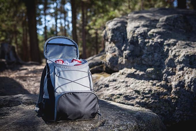 PICNIC TIME PTX Backpack Cooler, Modern Backpack Cooler with 20-Can Capacity, Fully Insulated Outdoor Lunch Bag with Water Resistant Interior, Pockets, Padded Straps, (Black with Gray Accents)