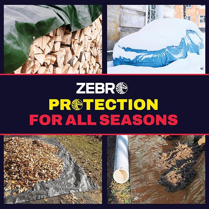 20' x 30' Brown Tarp with Grommets Reinforced - 5 Mil Thick - Durable UV Resistant Plastic Tarps Waterproof - Large Tarpaulin Cover for Outdoor Camping Over/Under Tent Tarp RV Roof Rain - Zebro