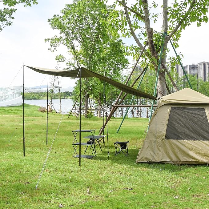 Telescopic Tarp Poles, Canopy Adjustable Carbon Fiber Poles Set of 2, Portable & Lightweight Tent Tarps for Awning, Camping, Hiking 67"