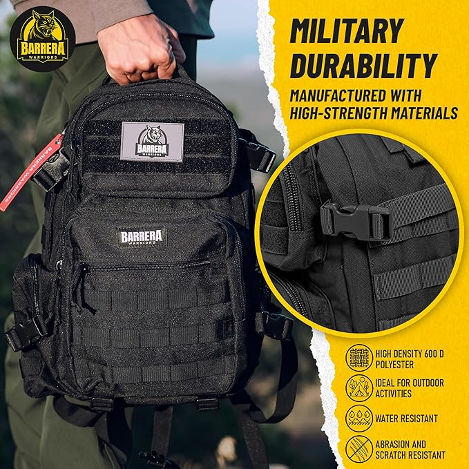 Tactical Backpack 25L Military MOLLE Assault Pack – Waterproof EDC Backpack for Hiking, Camping, Travel & Survival Gear, Bug Out Bag (Black Tactical)