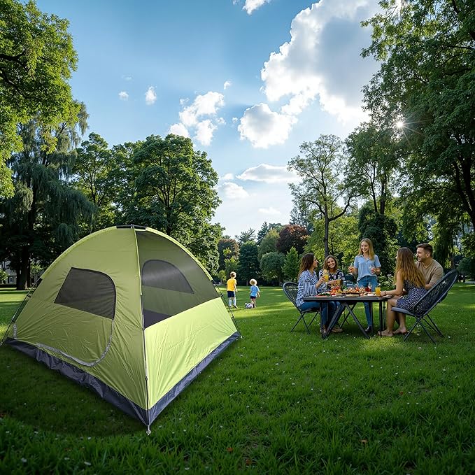 4-6 Person Dome Camping Tent, Family Camping Tent, 83x106 inches, Waterproof Oxford Flooring, for Fishing, Outdoor Camping, Hiking, Study Tours, Summer Camps.