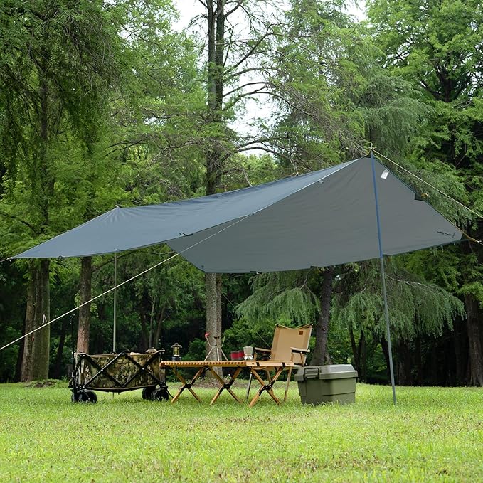 FREE SOLDIER Camping Tarp Waterproof Portable Multifunctional Outdoor Traveling Awning Backpacking Shelter Rain Tarp (Blue Gray 10×10.5ft)