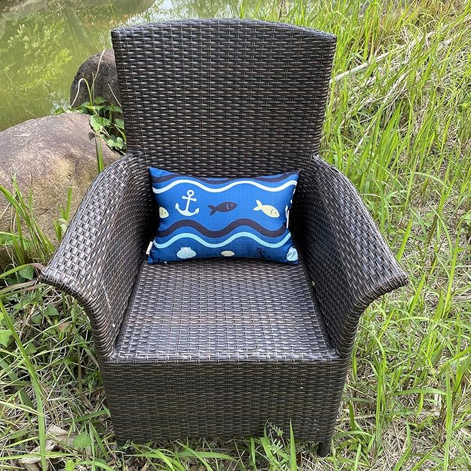 Outdoor Neck Pillow for Recliner,Patio Chaise Lounge Waterproof Headrest Pillow with Adjustable Elastic Stripe,Small Pillows Attachment for Office Chair,Car Seat Head or Lumbar, Navy Blue 2Pack