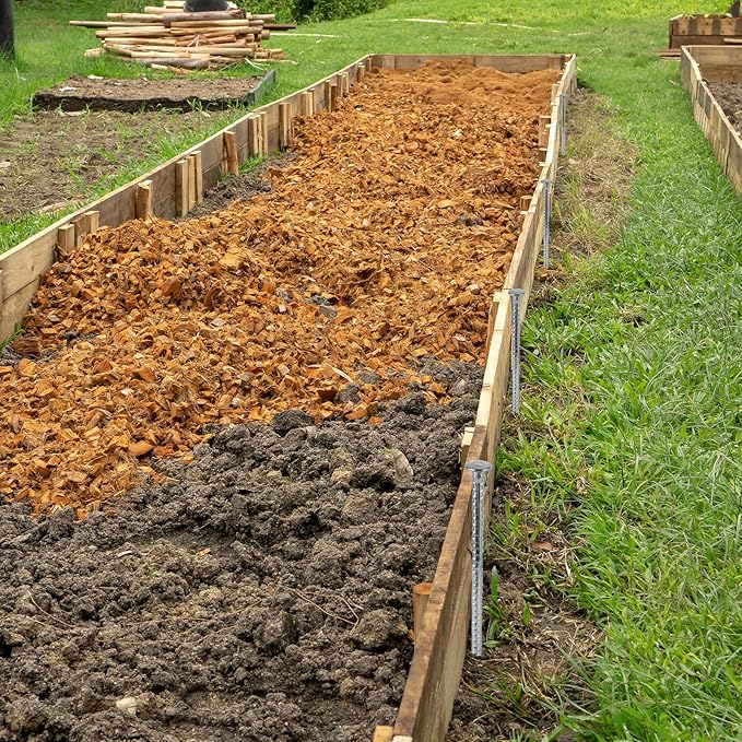 MIVIDE 16 Pack 12 Inch Galvanized Landscape Stakes, Heavy Duty Solid Metal Spikes, Landscape Anchoring Stake for Paver Edging, Artificial Turf, Weed Barrier, Tent